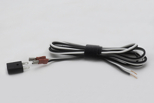 Wires and union - Regular-Wedge receptacle with a 3mm quick connect and 48'' Black & White wire_stripped ends (no terminal) - 7340SE